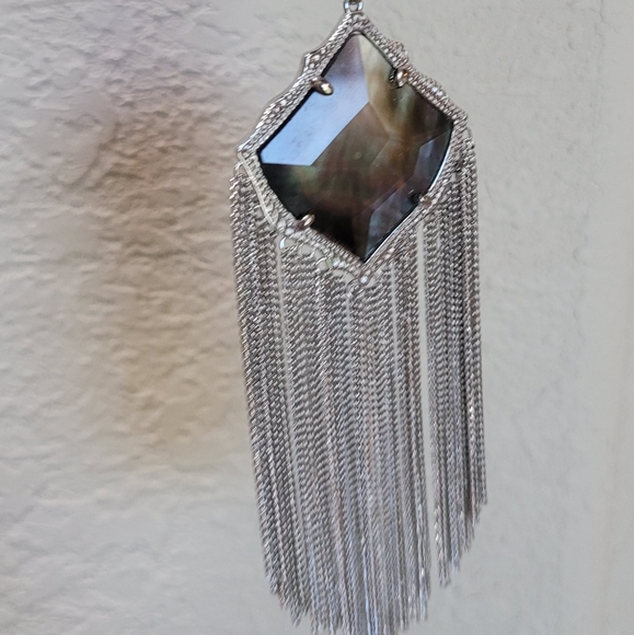 NWT Kendra Scott Set Black Mother of Pearl in Silver Gorgeous coloring ! - Picture 10 of 16